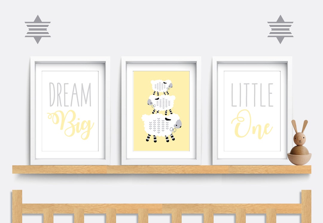 Sheep Nursery Wall Art, Set of 3 Sheep Prints, Farm Animal Nursery