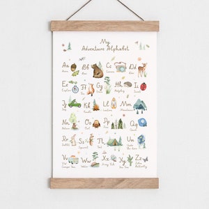 Woodland ABC Nursery Print: Adventure Alphabet Wall Art