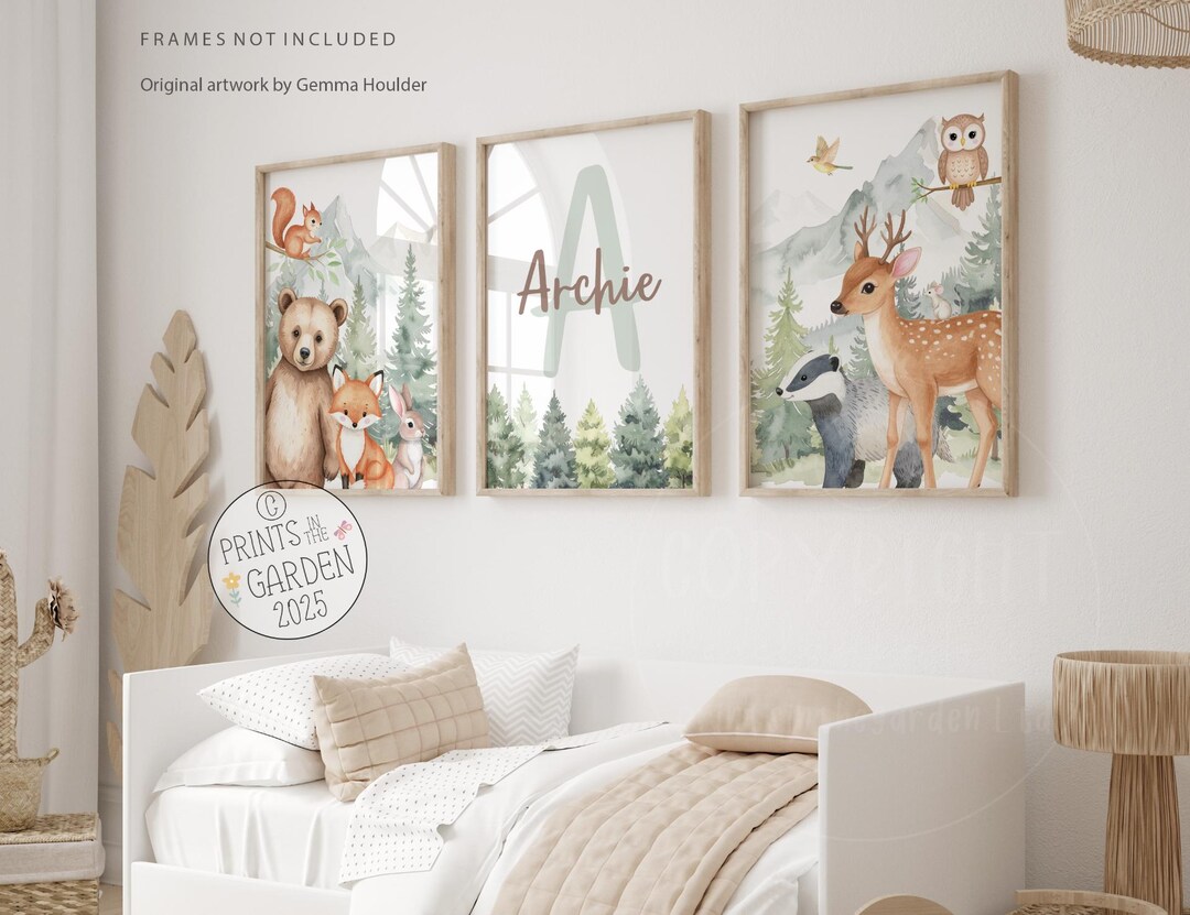 Woodland Nursery Prints: Fox, Forest Animals, Set of 3 - Etsy UK
