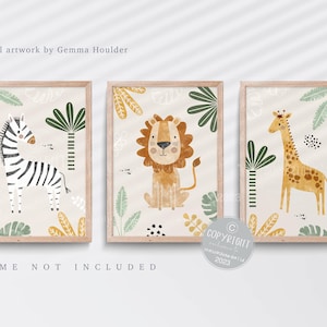 Safari nursery print, Lion wall art, Safari nursery decor, Boys nursery art, Zebra print, Jungle animal art, Boy bedroom art, Set of 3
