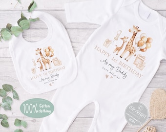 Personalized 1st Birthday Sleepsuit & Bib Set: Daddy Gift