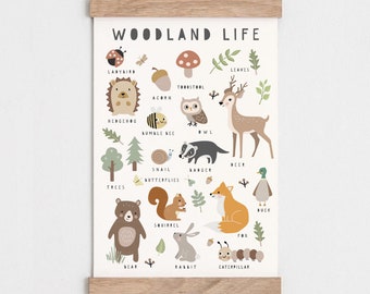 Woodland Animals Print: Forest Nursery Wall Art