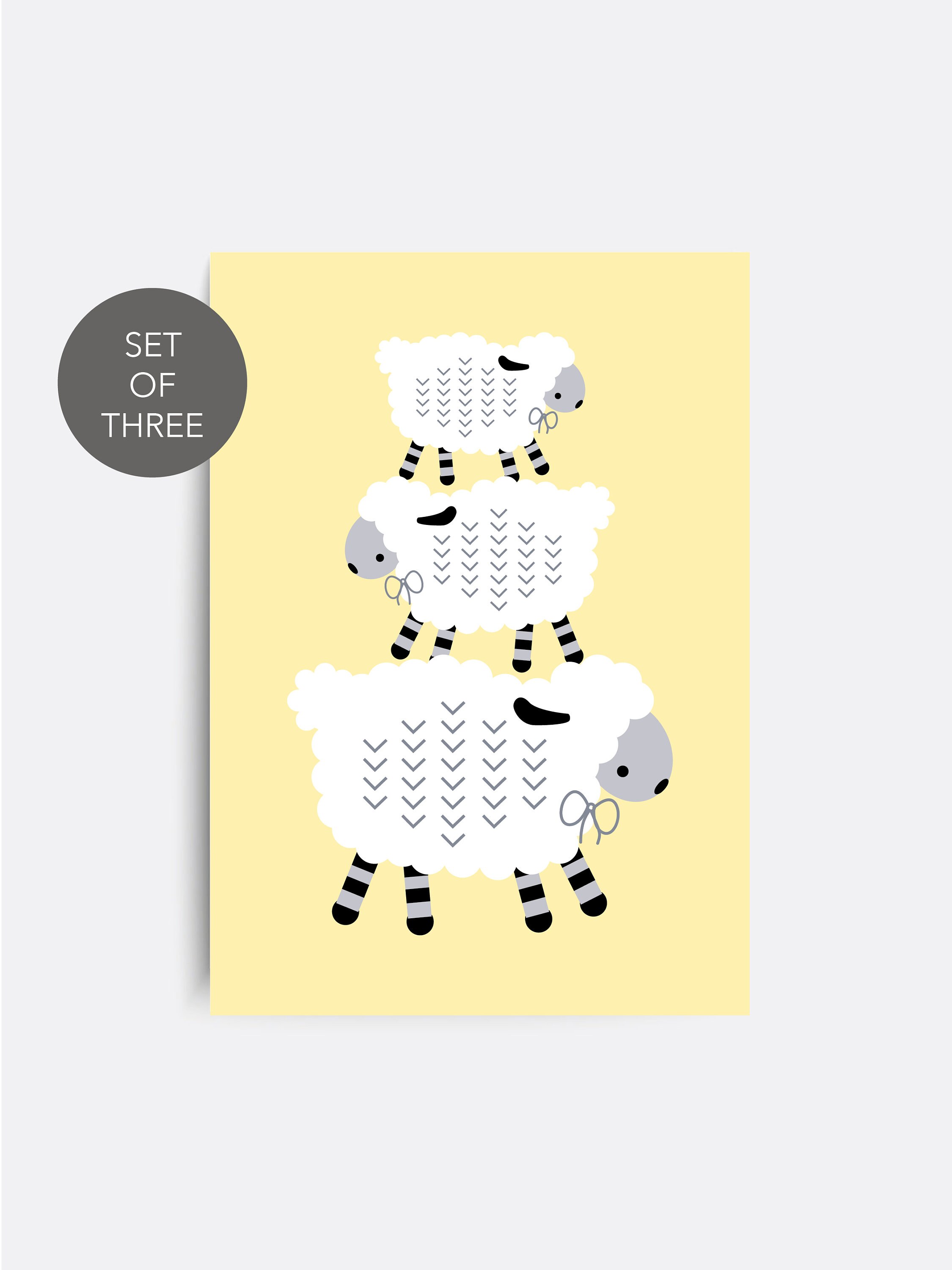Sheep Nursery Wall Art Set of 3 Sheep Prints Farm Animal Etsy
