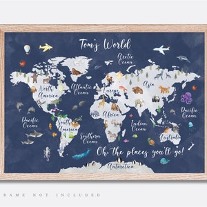 Animal World Map Print, Map Wall Art,  Educational Print,  Baby Decor,  Nursery Map,  Nursery Room,  Children's Room Decor,  Playroom Print