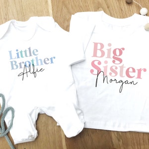 Siblings matching t-shirt and baby grow, New baby, Gift for Brother, Sister gift, Matching clothes for Siblings, personalised top