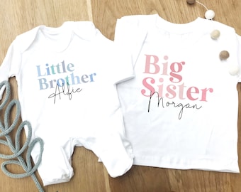 Siblings matching t-shirt and baby grow, New baby, Gift for Brother, Sister gift, Matching clothes for Siblings, personalised top