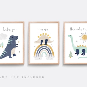 Dinosaur Nursery Print Set: Rainbow Wall Art