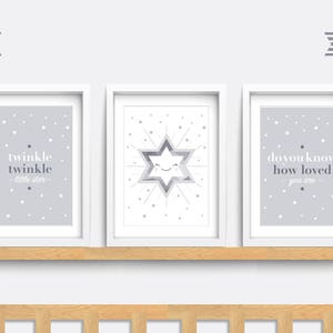 Nursery Wall Art, Set of 3 Star Prints, Twinkle Twinkle Little Star ...