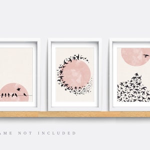 Abstract print, Set of 3 Print, Abstract Wall Art, Minimalist Prints, Pink and black Art Prints, Modern wall art, Living room decor art