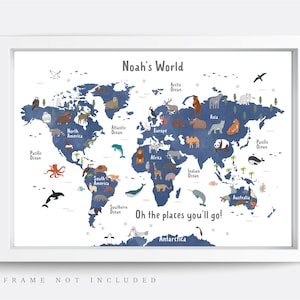 Animal World Map Print, Map Wall Art,  Educational Print,  Baby Decor,  Nursery Map,  Nursery Room,  Children's Room Decor,  Playroom Print
