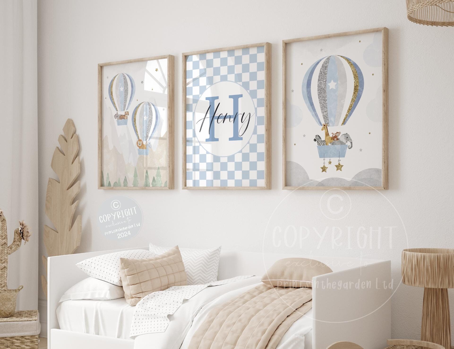 Safari Animals Hot Air Balloon Nursery Print Set: Gender Neutral Decor ...