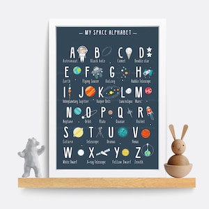 Space Alphabet Print, ABC Nursery Print, Space nursery print, Nursery Wall Art, Kids Wall Art, Alphabet Wall Art, Playroom art, Children art