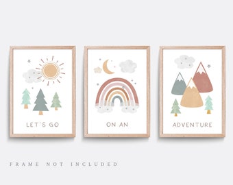 Nursery Wall Art Set of 3 Green Nursery Prints Mountain - Etsy