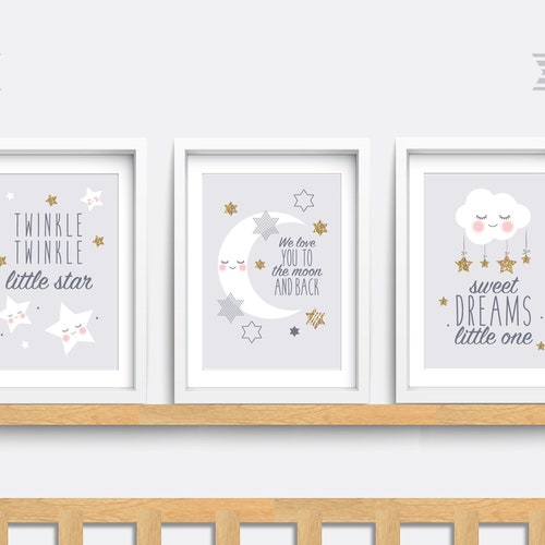 Nursery Wall Art. Set of 3 Baby Nursery Prints. Cloud Nursery Etsy
