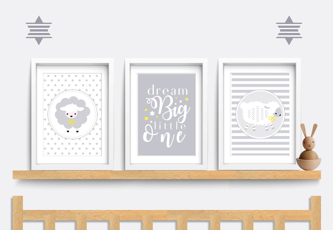 Sheep Nursery Wall Art Set of 3 Sheep Prints Farm Animal Etsy