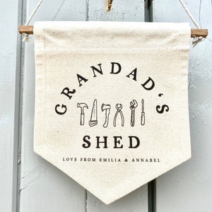 Personalised pennant flag, Gift for Grandad, Grandad&#39;s shed sign, Gift from Grandchildren, Grandad Birthday gift