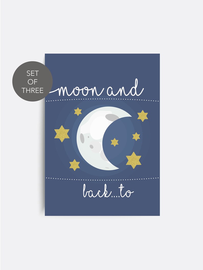 Nursery wall art Set of 3 Moon Nursery prints Love you to Etsy