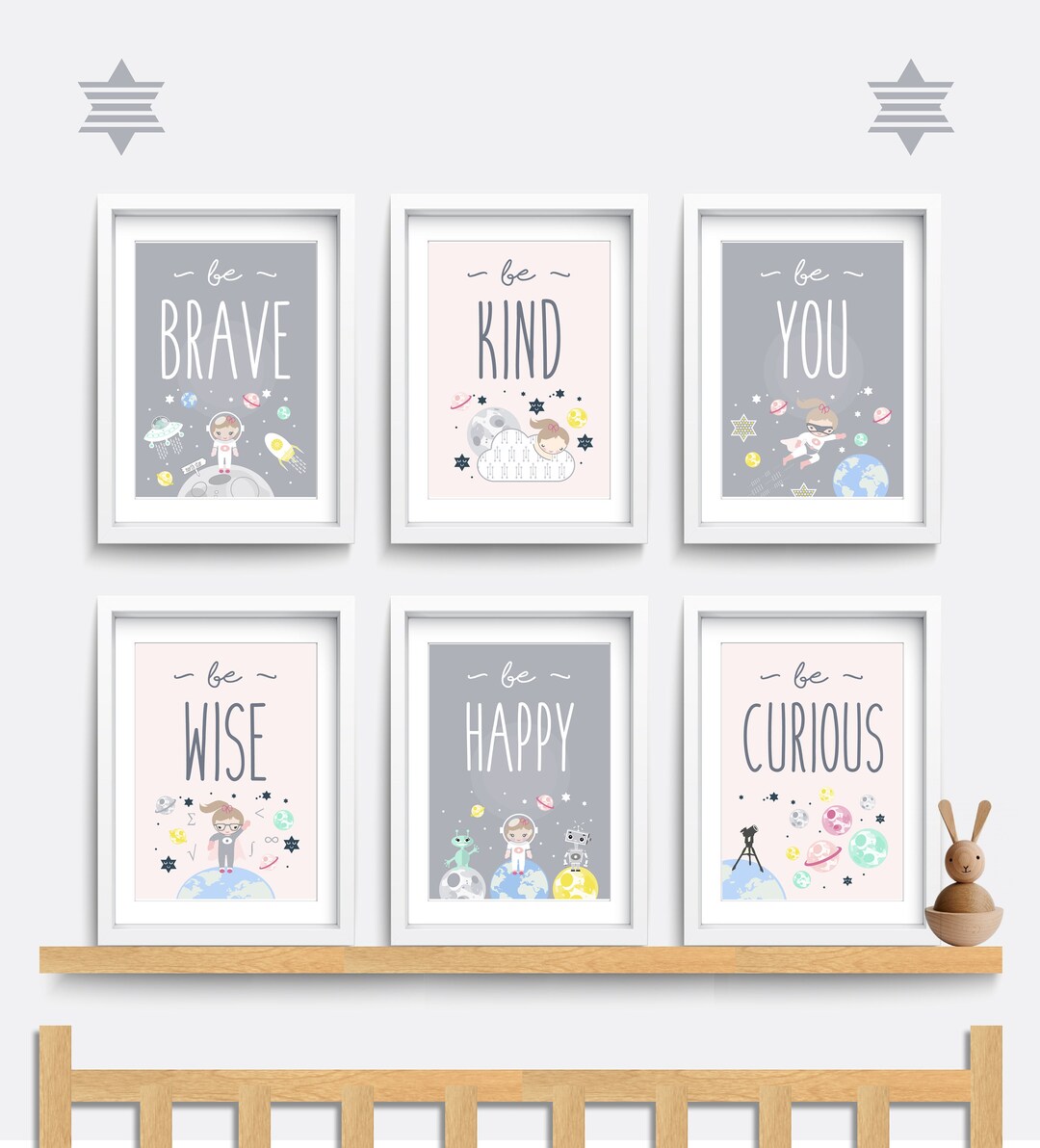 Set of 6 Nursery Prints, Space Nursery Decor, Nursery Wall Art, Space ...