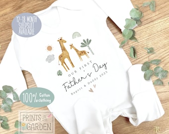 Personalized Father's Day Sleepsuit: Giraffe Design, 100% Cotton