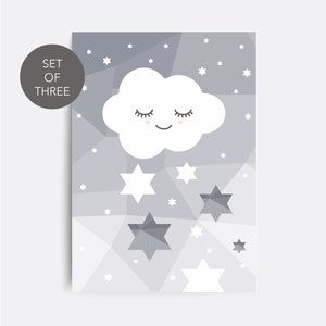 Nursery Wall Art, Set of 3 Star Prints, Twinkle Twinkle Little Star ...