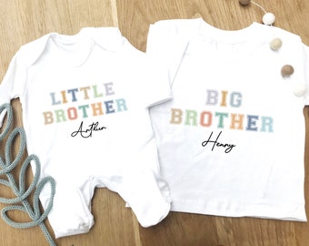 Brother matching t-shirt and baby grow, New baby, Gift for Brother, new big brother gift, Matching clothes for brothers, personalised top