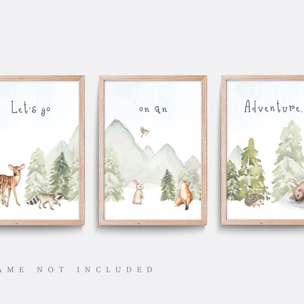 Woodland Nursery Prints: Mountain Adventure, Set of 3