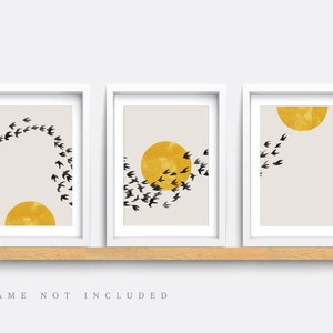 Abstract print, Set of 3 Print, Abstract Wall Art, Minimalist Prints, Mustard and Grey Art Prints, Modern wall art, Living room decor art