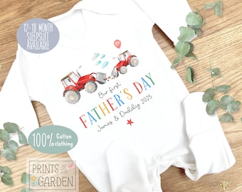 Personalized Father's Day Sleepsuit: Tractor Baby Grow