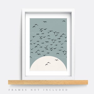 Abstract wall art, Teal art, Minimalist print, Home decor, Bathroom print, modern wall art, Bedroom wall art, Living room, Bird print