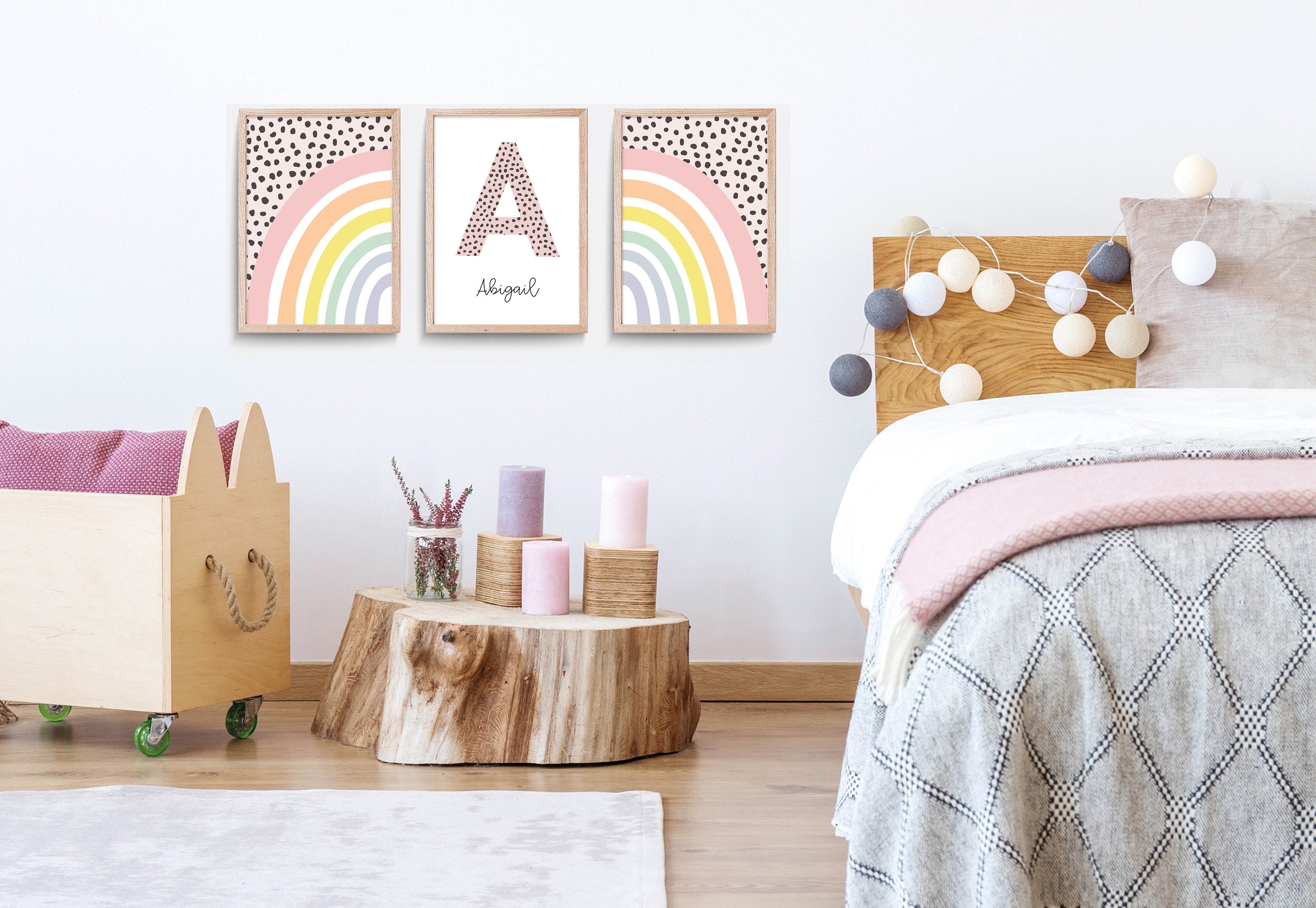 Rainbow Nursery Print Rainbow Wall Art Pink Nursery Decor - Etsy