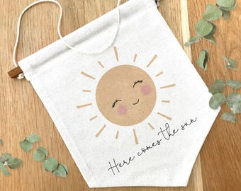Here Comes The Sun Pennant Flag: Boho Nursery Decor