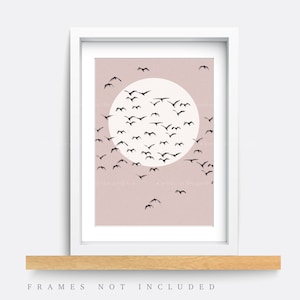 Abstract wall art, Pink and grey art, Minimalist print, Home decor, Bathroom print, modern art, Bedroom wall art, Living room, Bird print