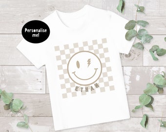 Kids smiley face t-Shirt, personalised t-shirt, retro t-shirt, smiley face tee, boys t-shirt, girls t-shirt, kids t-shirt