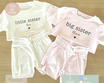 Personalized Big Sister T-Shirt & Shorts Set: Matching Sibling Outfit