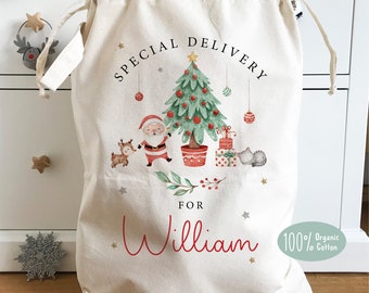Personalized Kids Christmas Sack: Organic Cotton Santa Sack !!!!!!LARGEST CAPACITY!!!!!!