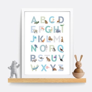 Animal Alphabet Print, Nursery Print, Nursery Wall Art, Children's Prints, Kids Wall Art, Alphabet Poster, Alphabet Wall Art, Playroom art
