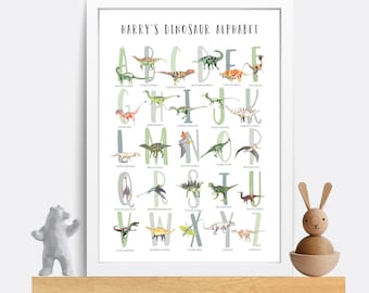 Dinosaur Alphabet Print: Educational Nursery Art