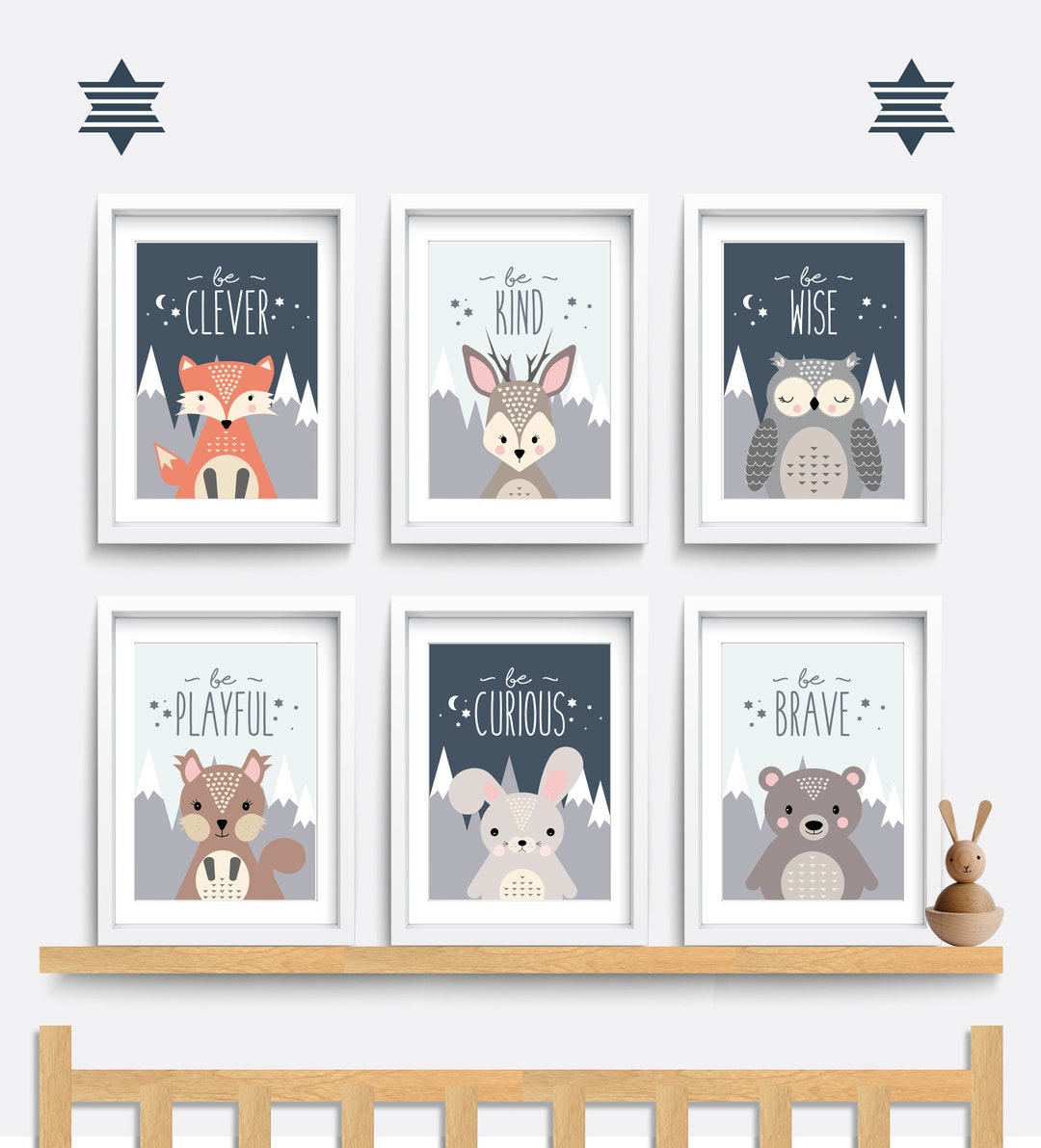 Woodland Animal Nursery Prints: Set of 6, Kids Bedroom Decor - Etsy