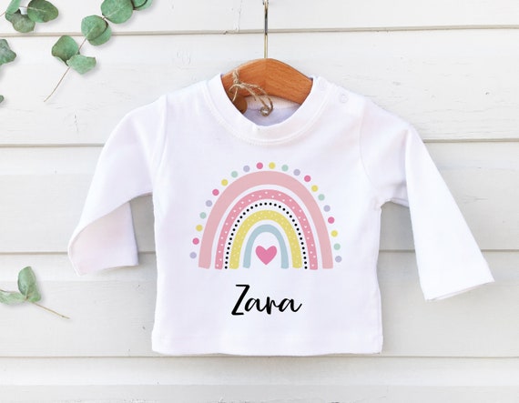 Personalized Rainbow Organic Cotton Baby Long Sleeve T-Shirt