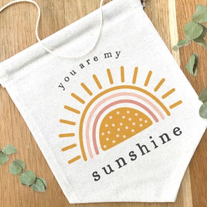 You are my sunshine pennant flag, boho nursery decor, bedroom decor, linen banner, Playroom, Children&#39;s bedroom flag, Kids birthday gift