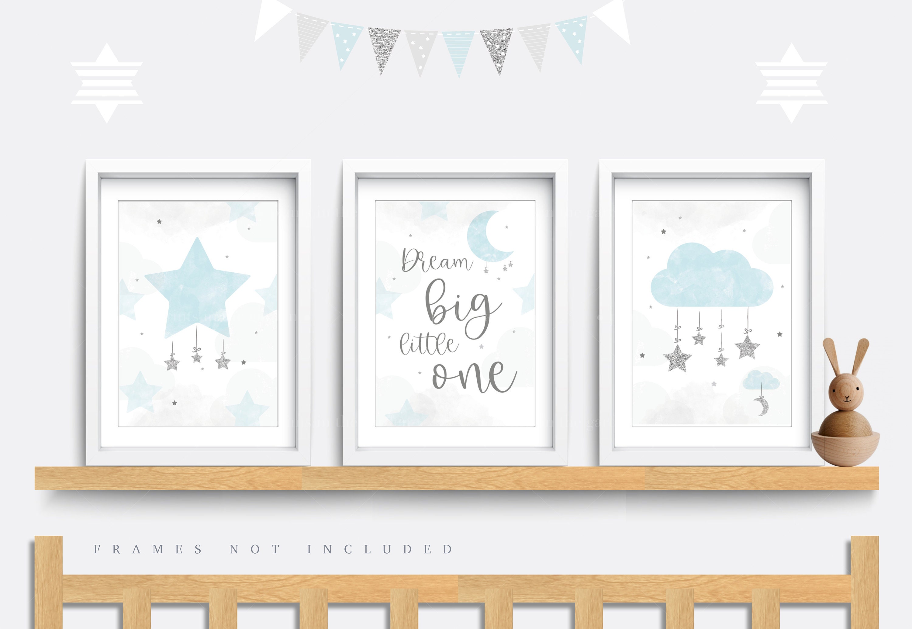 Nursery Wall Art, Set of 3 Star Prints, Twinkle Twinkle Little Star ...