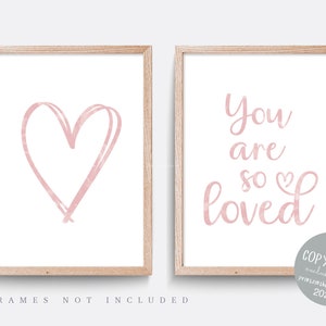 Heart Nursery Prints Set: Pink Baby Girl Decor