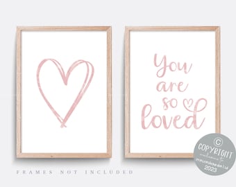 Heart Nursery Prints Set: Pink Baby Girl Decor