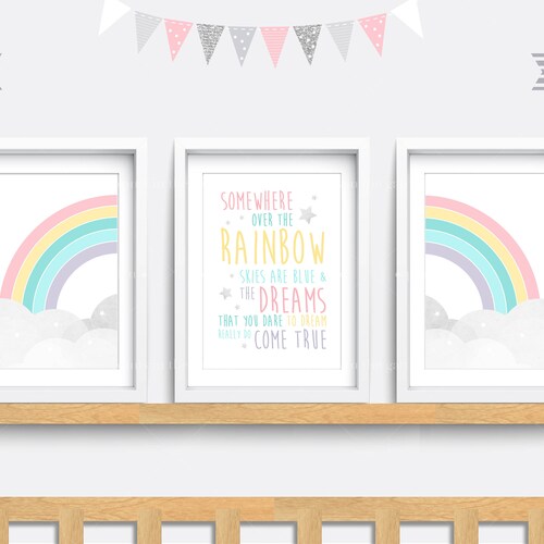 Somewhere Over the Rainbow Lyrics Large Printable Art Set of - Etsy