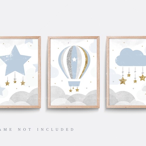 Nursery Decor Boy Baby Blue Nursery Wall Art Safari Animal Etsy