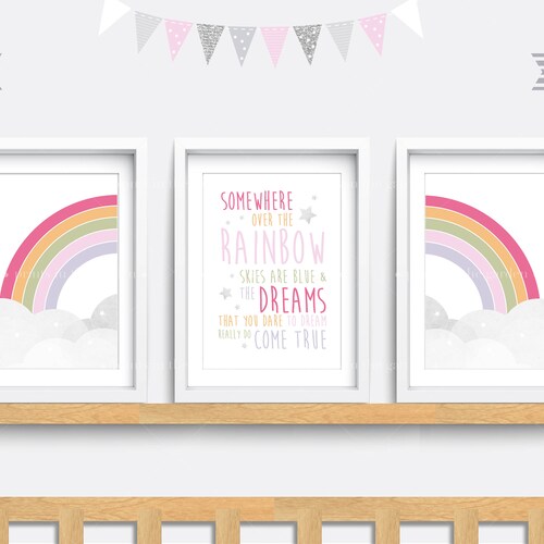 Somewhere Over the Rainbow Lyrics Large Printable Art Set of - Etsy