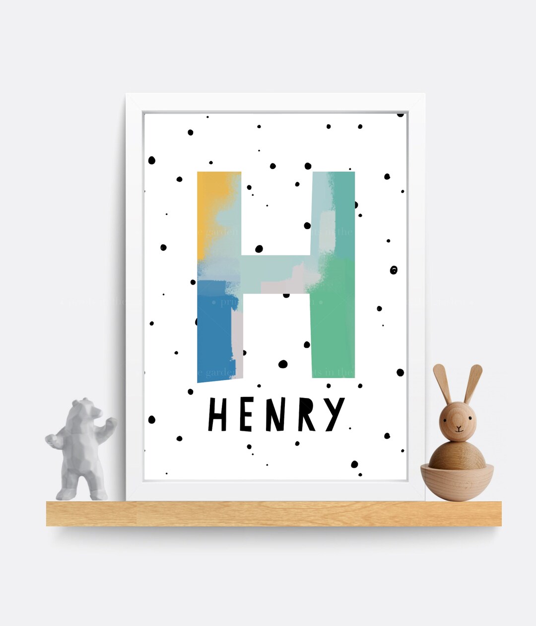 Personalised Name Print, Nursery Wall Art, Boy Wall Art, Monogram Letter Print, Child Name Print ...