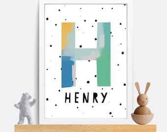 Personalized Initial Name Print: Nursery Wall Art