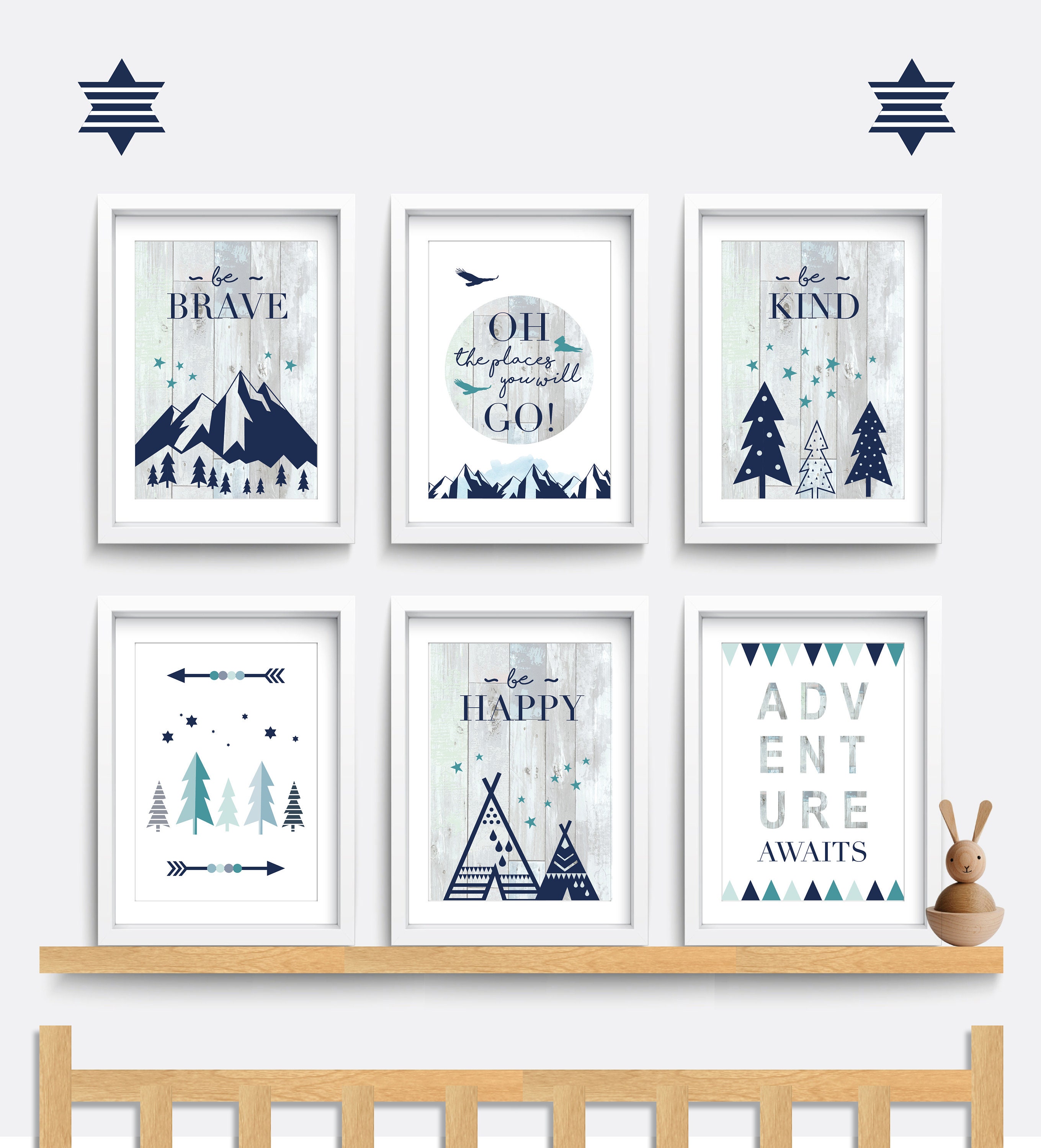 Mountain Nursery Wall Art Set of 6 Outdoor Prints Be Brave Etsy