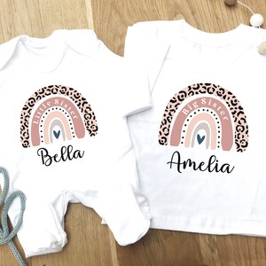 Sisters matching t-shirt and baby grow, New baby gift, Gift for sister, new big sister gift, Matching clothes for sisters, personalised top